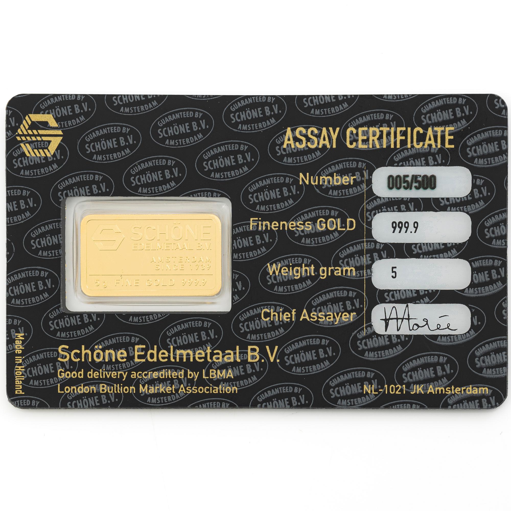 Gold bar, “Regalskeppet Vasa”, Schöne edelmetaal.