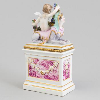 A Meissen Marcolini porcelain figure on a pidestal (1774-1814).