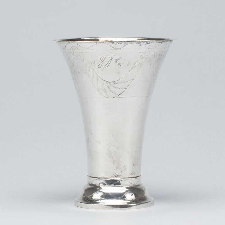 BÄGARE, silver Berndt Otto Carlsson, Gävle 1796, vikt 246 g.