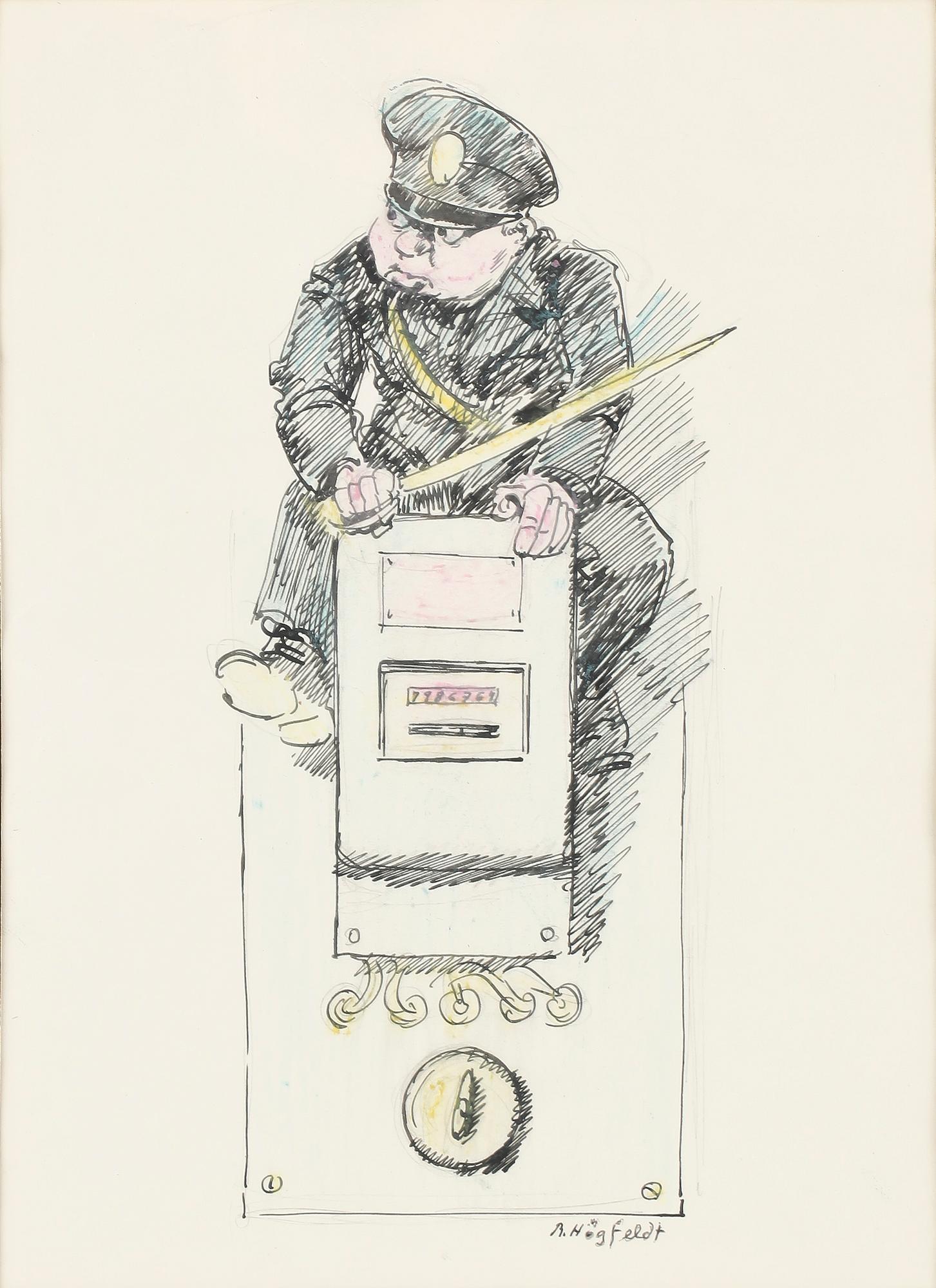 ROBERT HÖGFELDT, teckning, signerad.