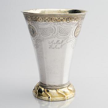 Simson Ryberg, bägare, delvis förgyllt silver, Stockholm 1779. Gustaviansk.