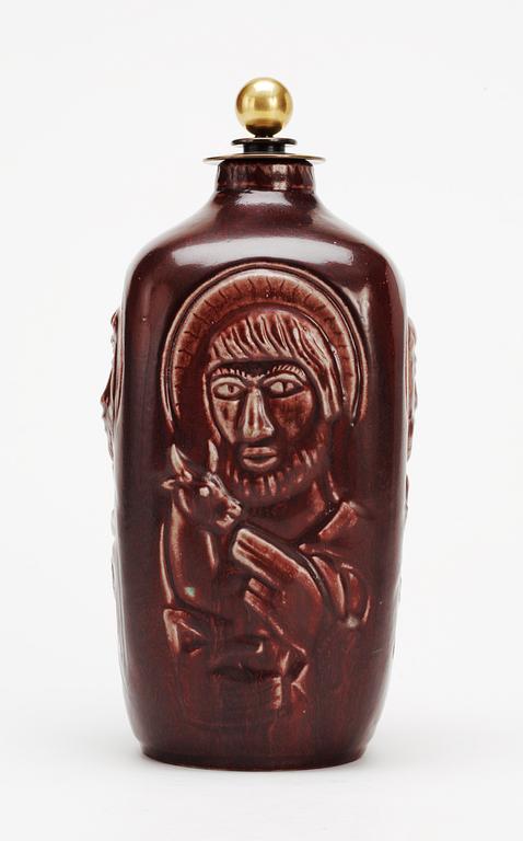 A Jais Nielsen stoneware lidded urn, Royal Copenhagen, Denmark 1953.