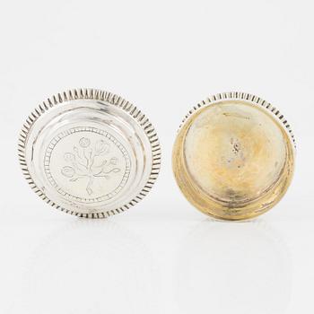 Dosor, 2 st, silver, Sverige, 1800-tal.