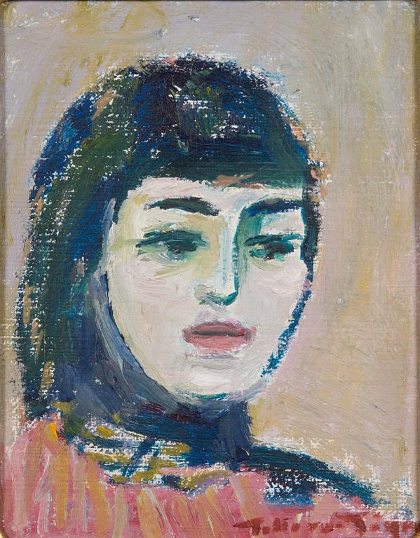 Tellervo Töyry, oil on board, signed.