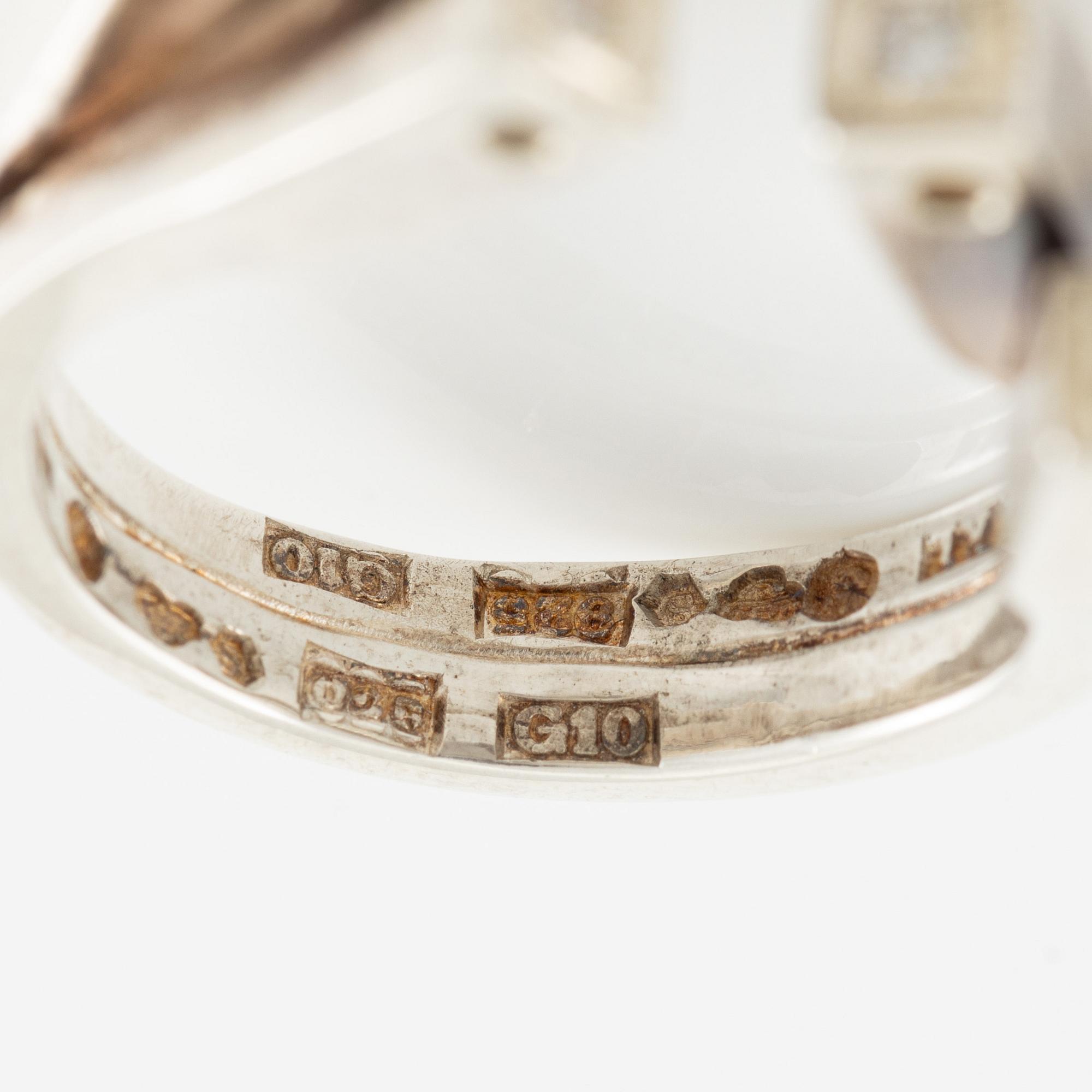 Jan-Christer Lundqvist, ring, sterling silver with white stones, Skövde 1981.