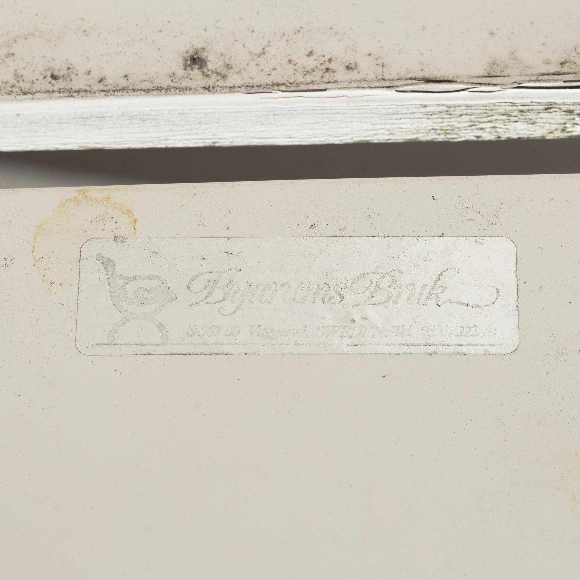 A set of seven garden chairs and two tables Byarums bruk, later part of the 20th century.