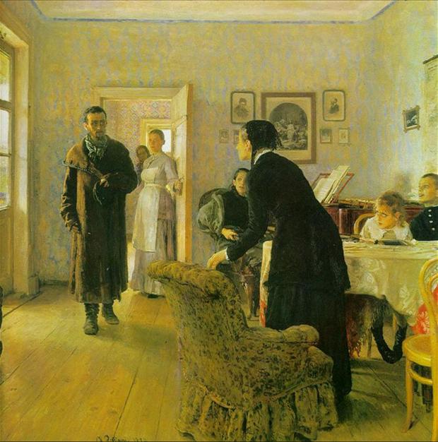 ILJA REPIN, SKETCH FOR THE PAINTING "THEY DID NOT EXPECT HIM".