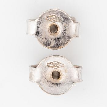 Colour treated brilliant cut diamond earrings.