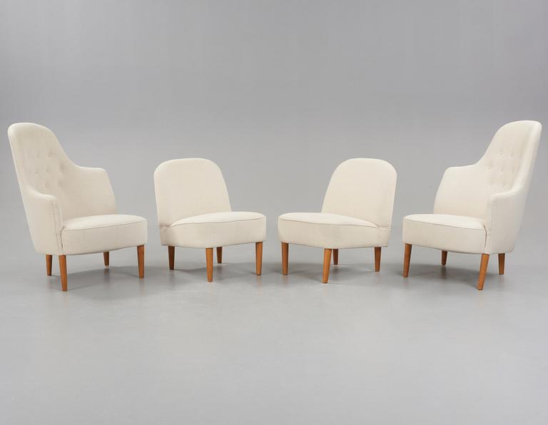 Carl Malmsten, A Carl Malmsten four pieces 'Samspel' sofa set by AB Record, Bollnäs, Sweden 1950's.