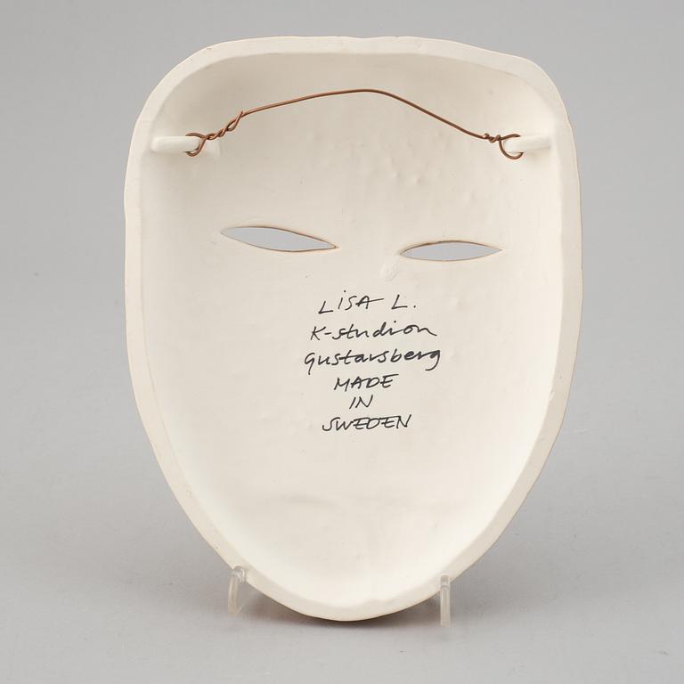 A Lisa Larson stoneware sculpture of a mask, K-studion, Gustavsberg.