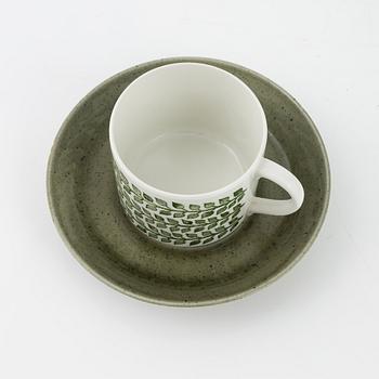 Kaffekoppar med fat, 5 st, "Mia", Rörstrand, 1900-talets andra hälft.