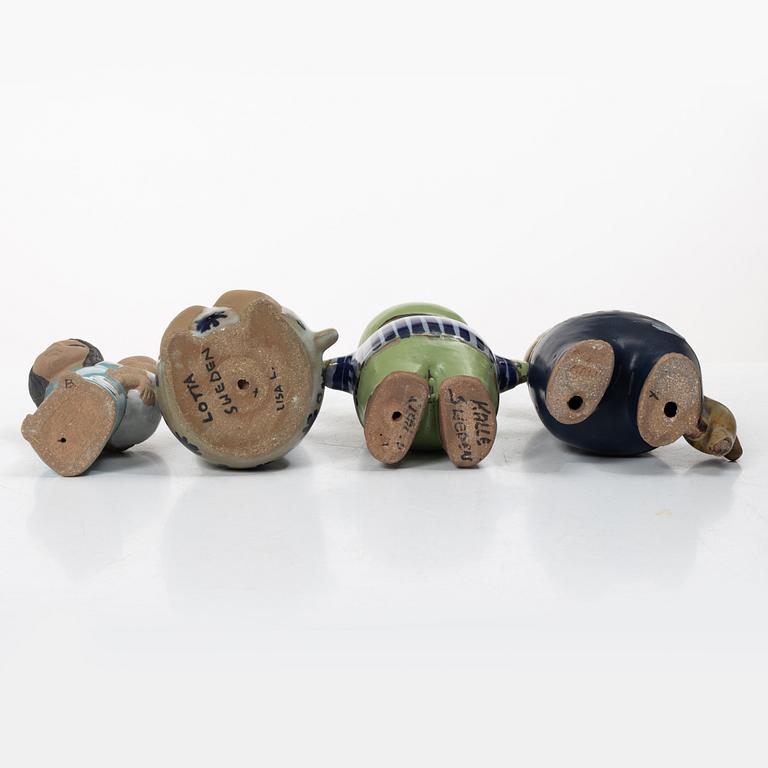 Lisa Larson, Figurines, 4 pcs, “Larsons ungar” and “Världens barn”, Gustavsberg.