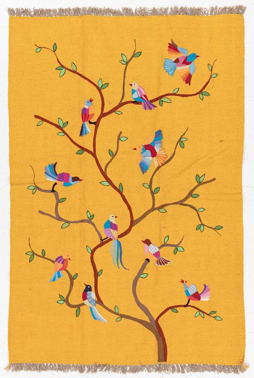 Matta, handbroderad Kelim, ca 182 x 122 cm.