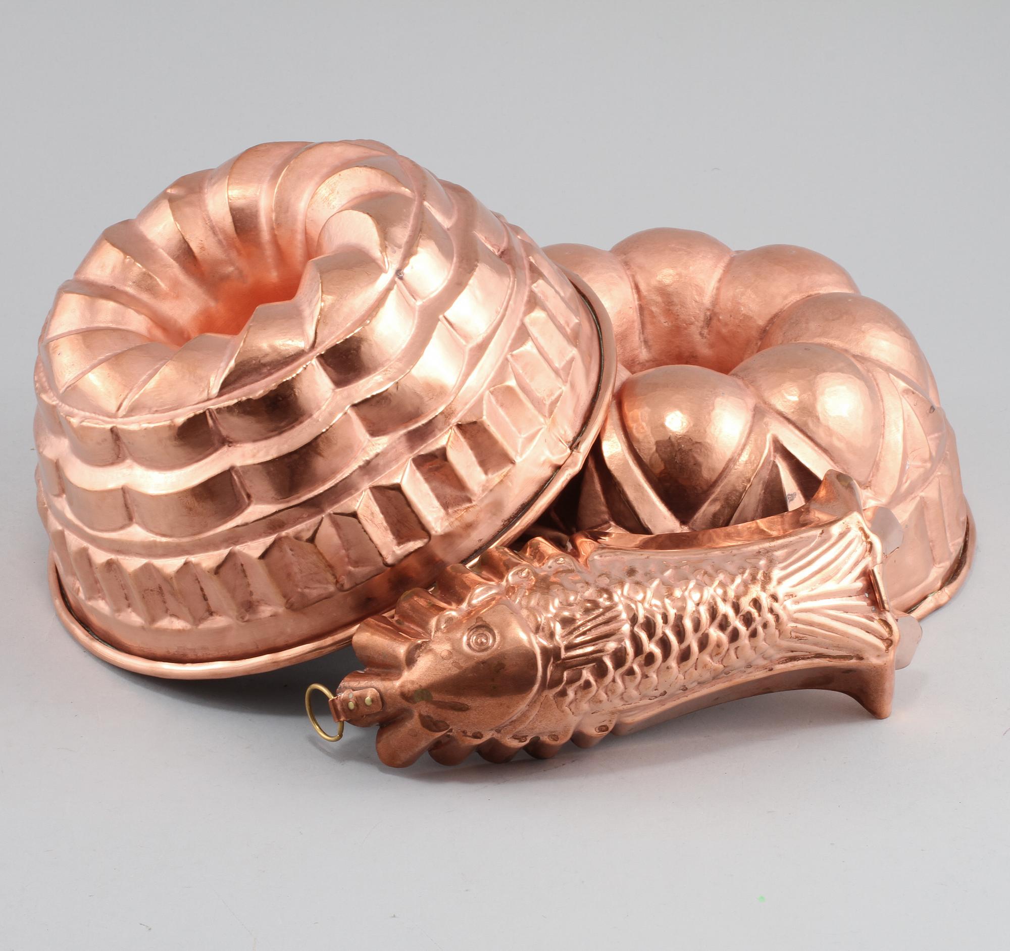 ALADÅBFORMAR, 3 st, koppar, 1800-tal.