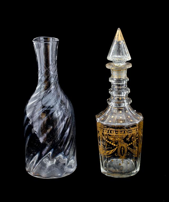 KARAFFER, 2 st, glas, 1800/1900-tal.