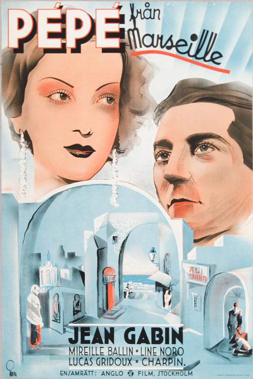 FILMAFFISCH, litografiskt tryck, "Pépé från Marseille", 1936.