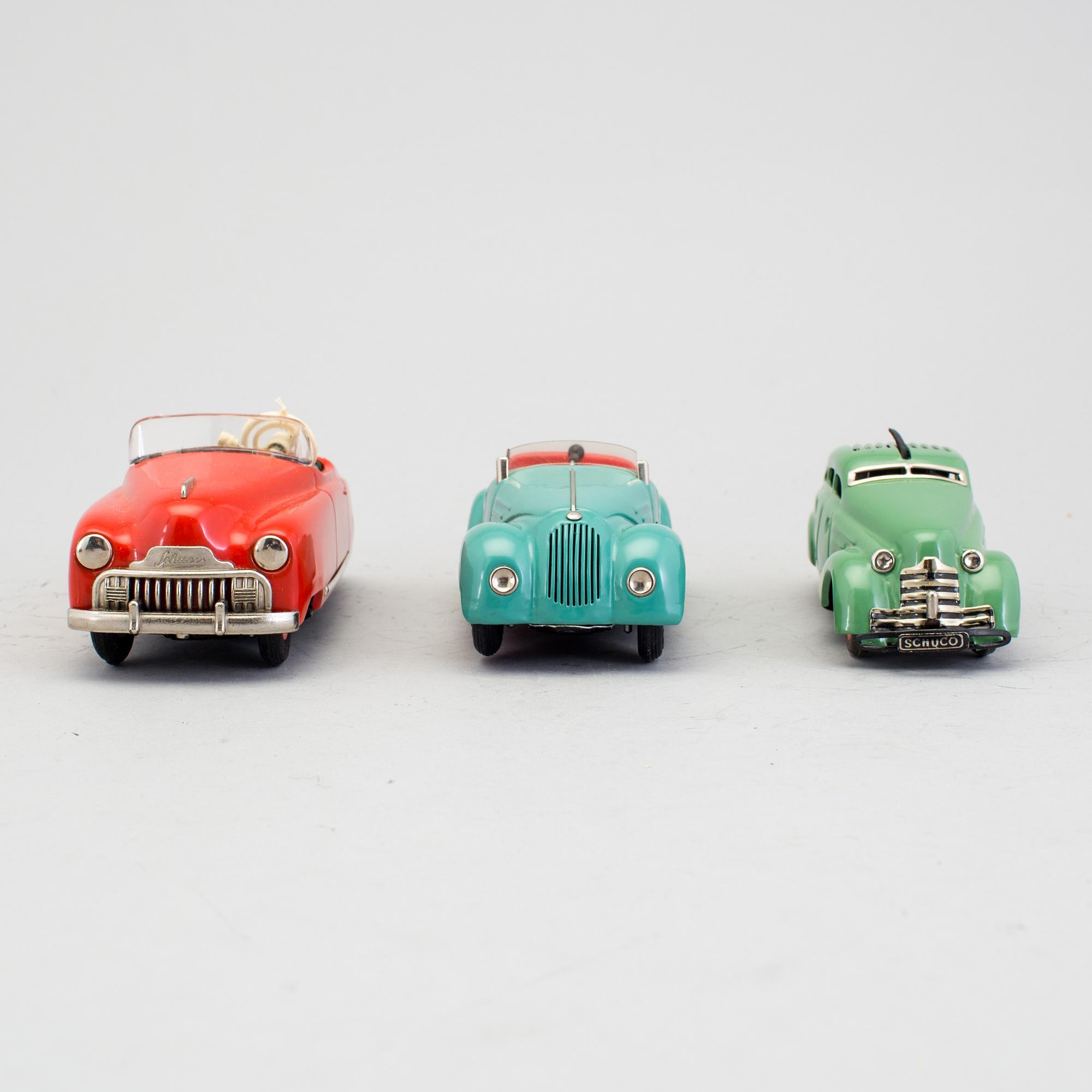A lot of 3 Schuco cars, Germany, ca 1950.