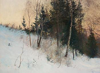 Carl Johansson, Winter landscape with fishermen.