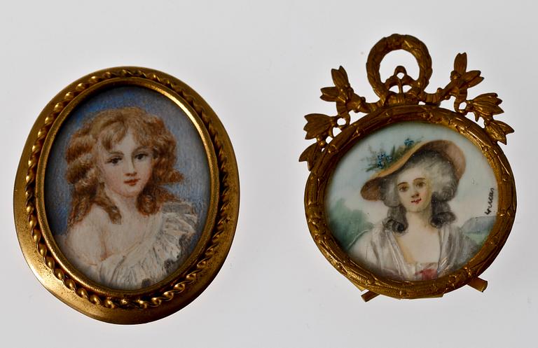 PARTI MINIATYRPORTRÄTT, 9 st, omkring 1900-1900-talets första hälft.