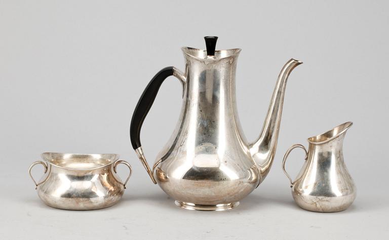 KAFFESERVIS, silver, 3 delar, Cohr, Danmark, tot vikt 794 gram.