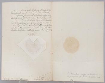 DOKUMENT MED KUNGLIG AUTOGRAF, Konung Karl XI av Sverige, dat Stockholm 22 dec 1685.