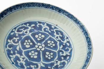 A pair of blue and white dishes, Ming dynasty (1368-1644).