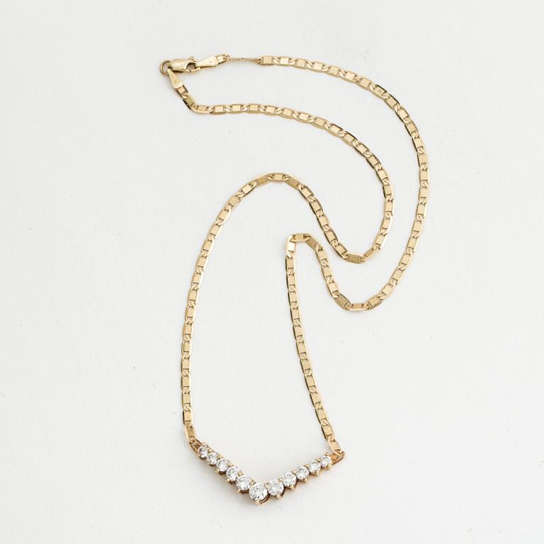 NECKLACE, 14K gold with 11 diamonds approx. 2.25 cts.