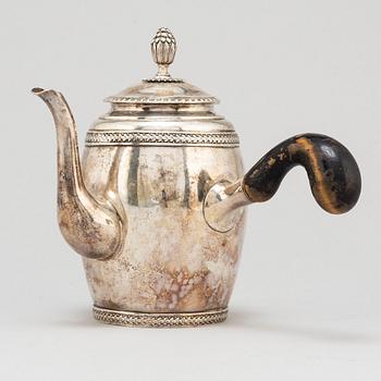 A Swedish Empire small silver coffee pot, Stockholm 1832.