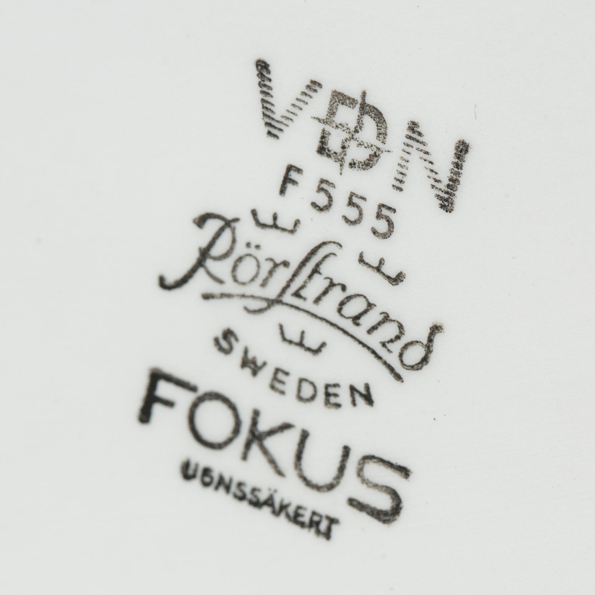 CARL-HARRY STÅLHANE, MATSERVIS, flintgods, ca 59 delar, "Fokus", Rörstrand, 1970-tal.