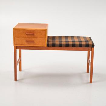 A teak bench with drawers, 1950s/60s.