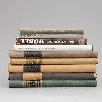 BÖCKER, 9 stycken, främst tyska möbler.