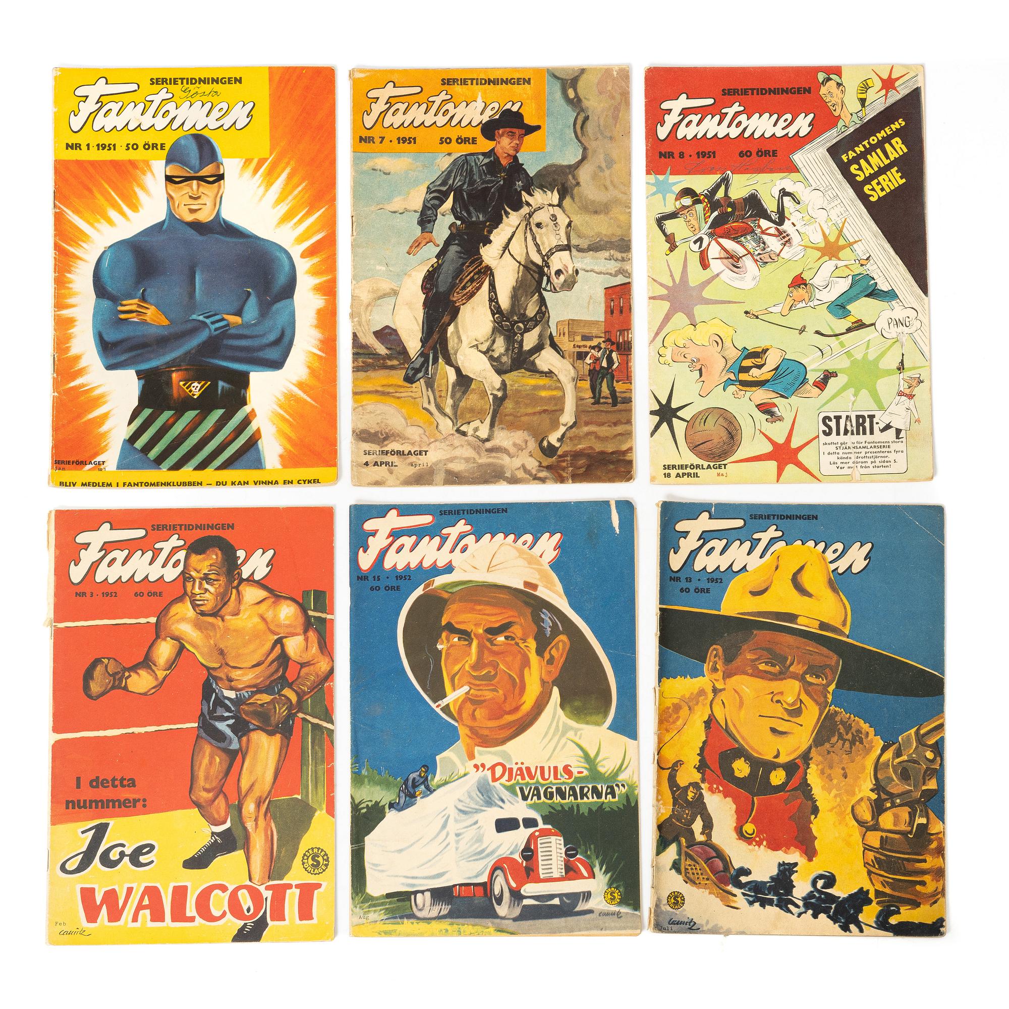 Comic books, “Fantomen”, 26 issues, 1951–1957.