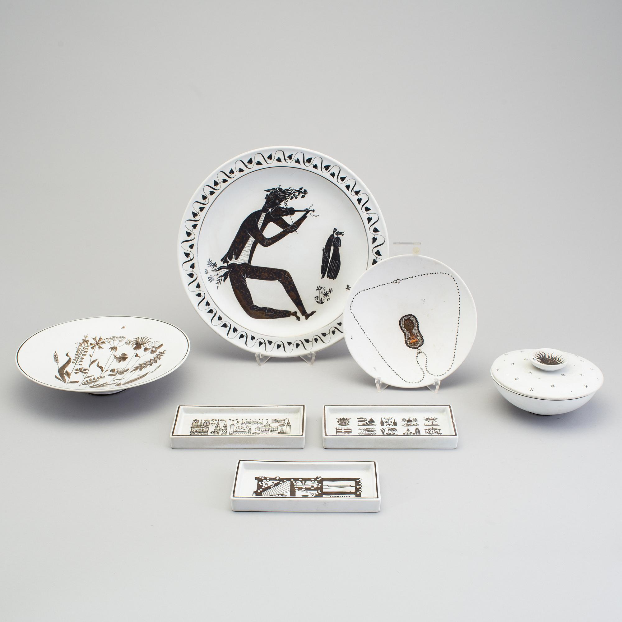 STIG LINDBERG, a lot of seven pieces of "Grazia" items, Gustavsberg 1950/60s.