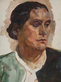 Lotte Laserstein, Sitzende Frau mit weißem Schalkragen.