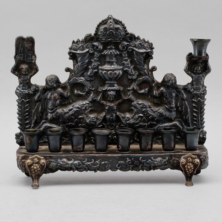 LJUSSTAKE, försilvrad metall, judaica, omkring år 1900.