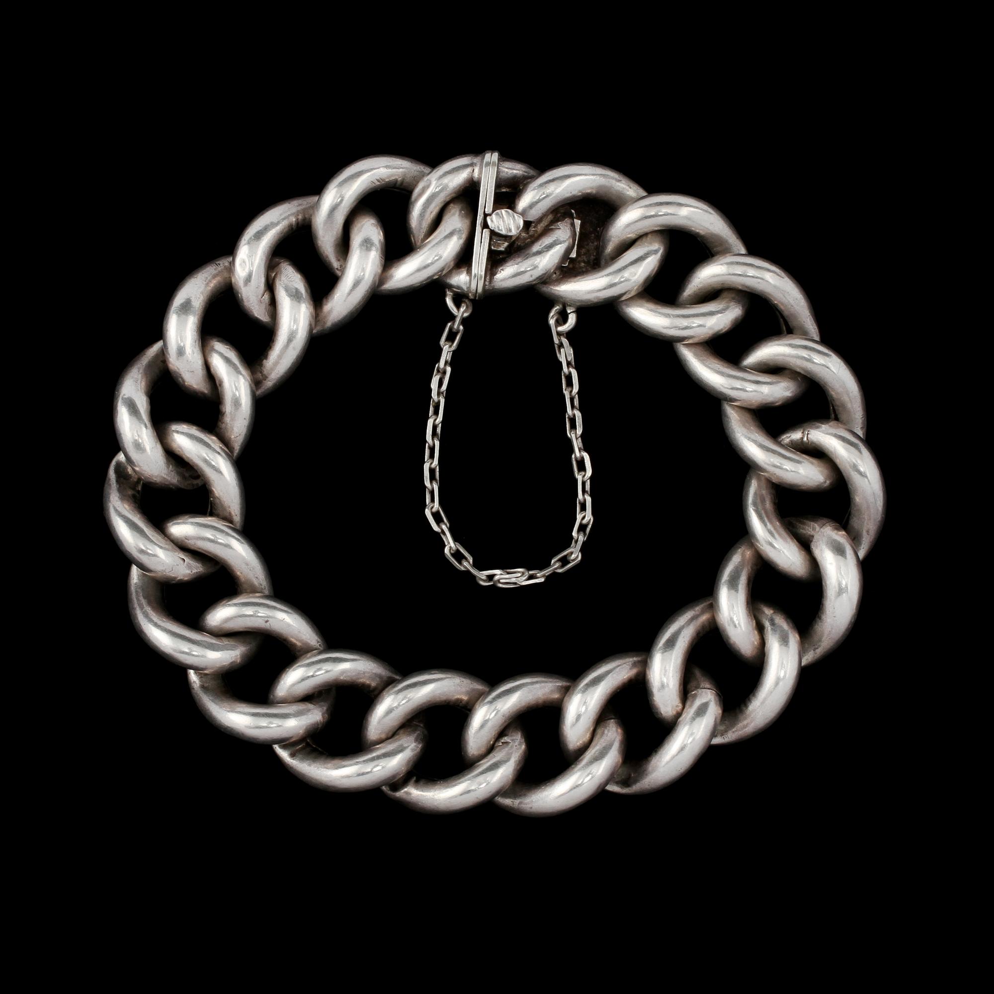 ARMLÄNK, silver, kattfotstämplad, 1900-talets tredje kvartal. Vikt 18 g.