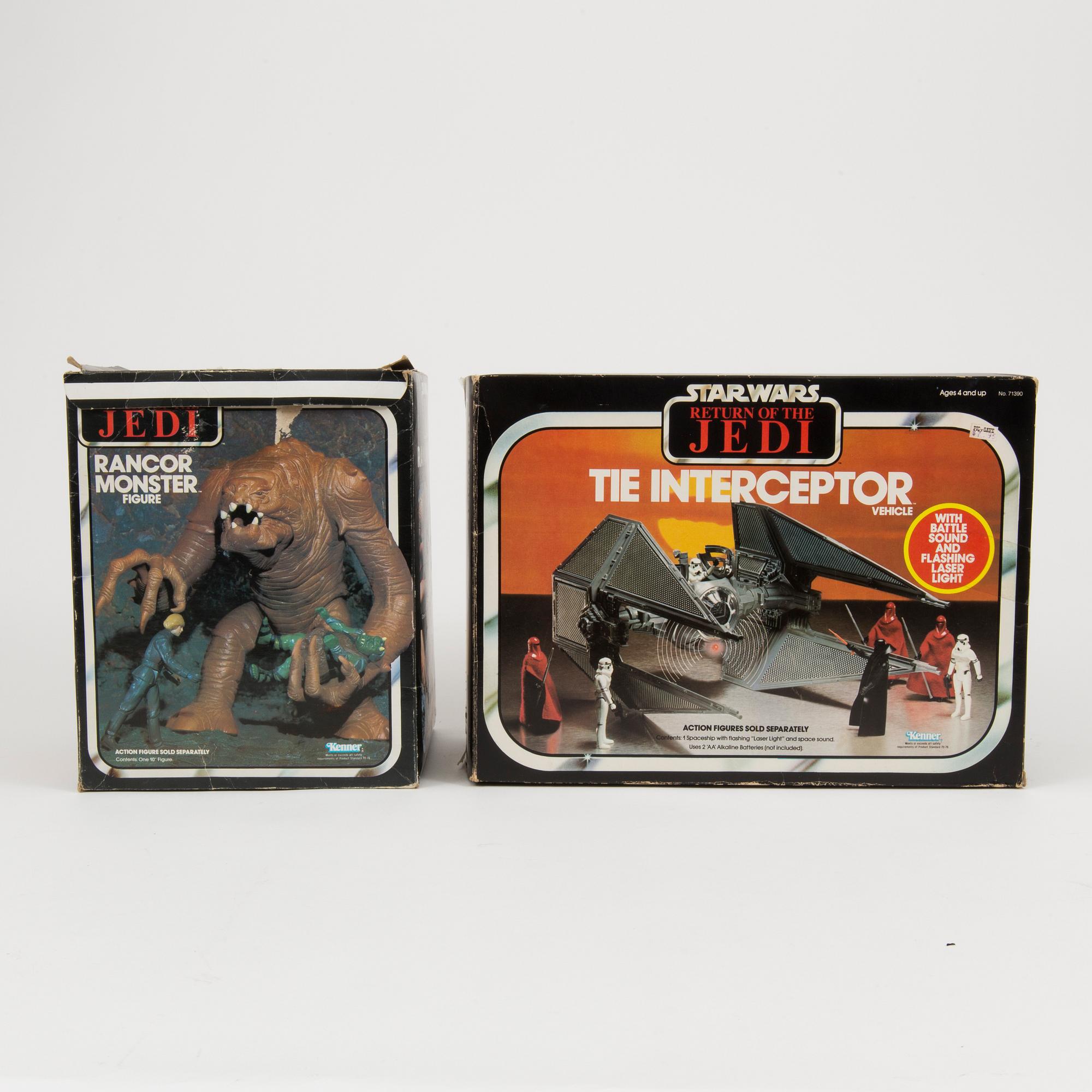STAR WARS, "Rancor Monster" och "Tie Interceptor", Kenner 1980-tal.
