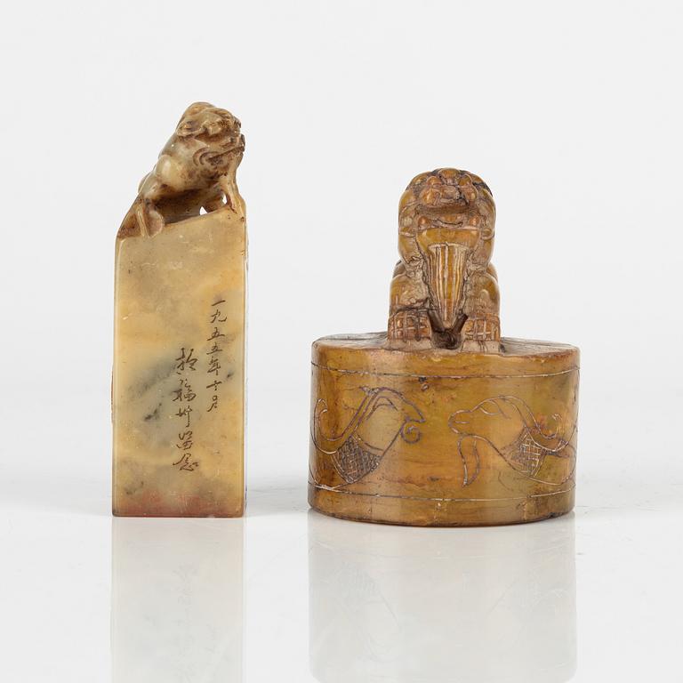 Two Chinese seal stamps, circa 1900.