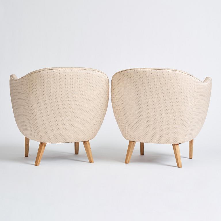 Arne Norell, a pair of "Gary" (The Thumb) easy chairs for Gösta Westerberg, Sweden 1950s.