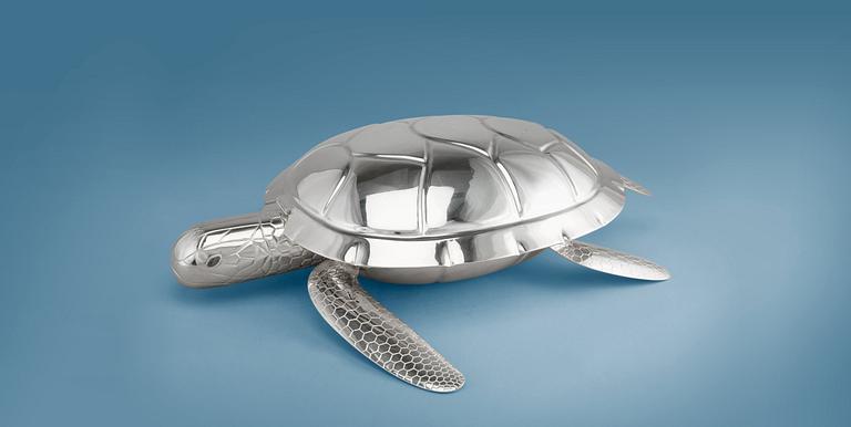 A SOUP TUREEN WITH LADLE, sterling silver, J. A.  Tarkiainen Helsinki 2000. Length 45 cm, weight 2248 g.