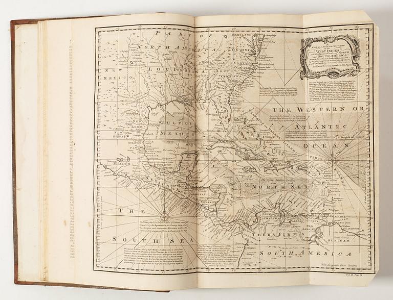 JOHN HARRIS (1667?-1719), 2 vol, Navigantium atque Itinerantium Bibliotheca or a compleat Collection of Voyages and Travels, andra utökade uppl, London 1744-48.