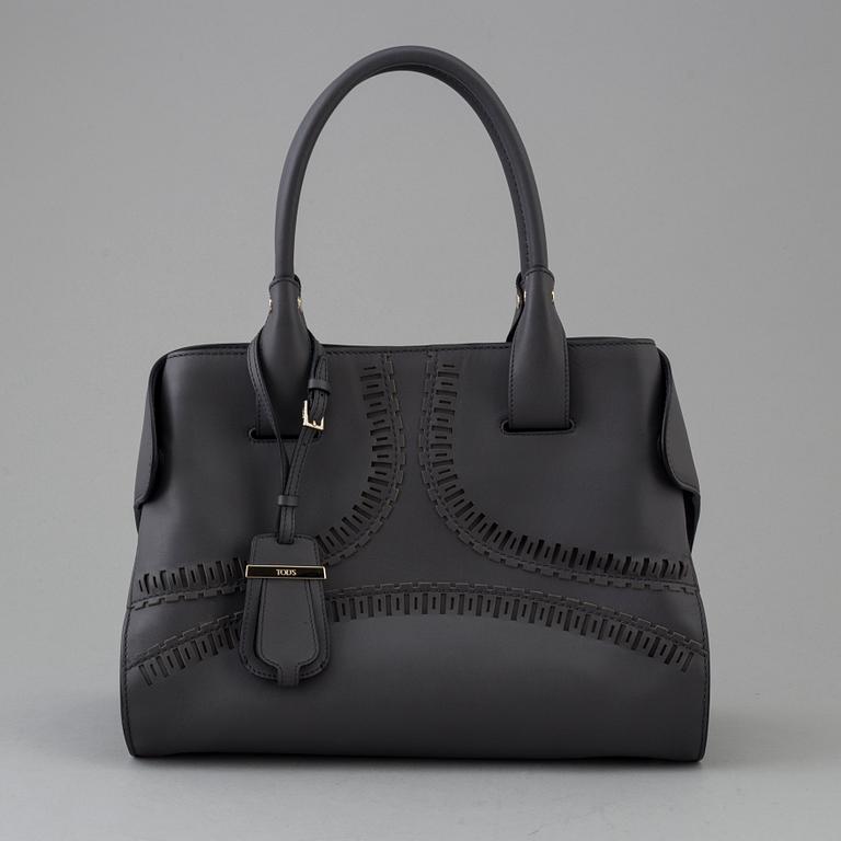 A grey leather tote bag by Tod's.