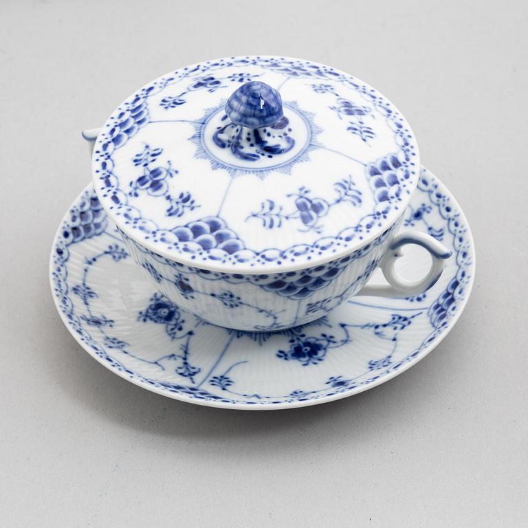 A 84-piece porcelain "Blue Fluted" service, mostly full lace, Royal Copenahgen, Denmark.