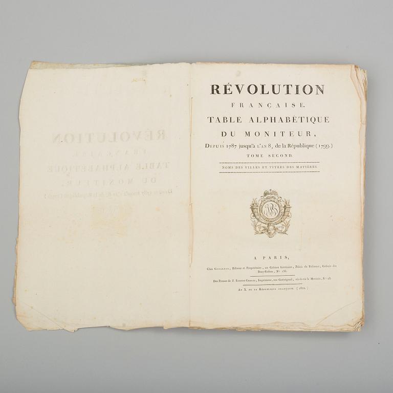 BÖCKER, två volymer med anknytning till Franska revolutionen (innehåller bl. a. ett porträtt av Bernadotte).