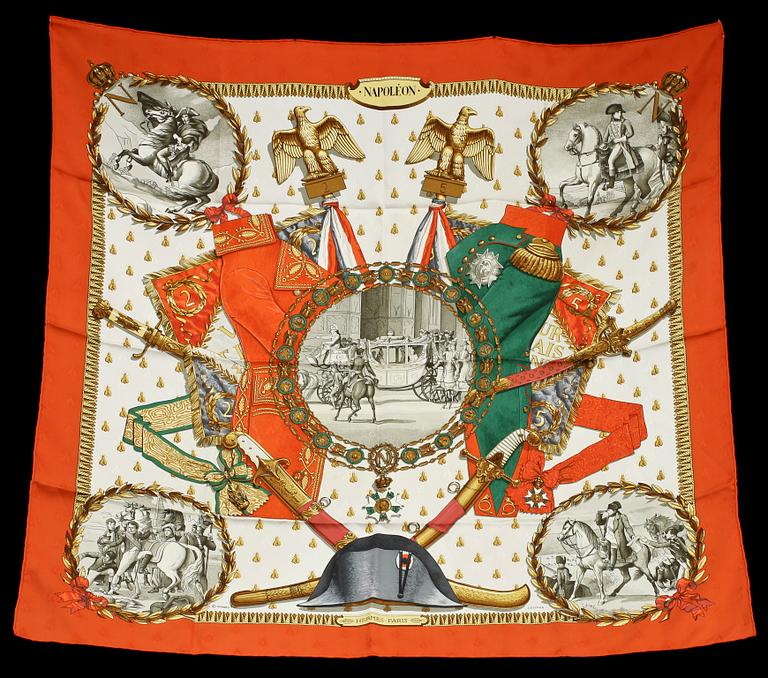 SCARF, siden, "Napoleon", design Philippe Ledoux, Hermès, Paris.