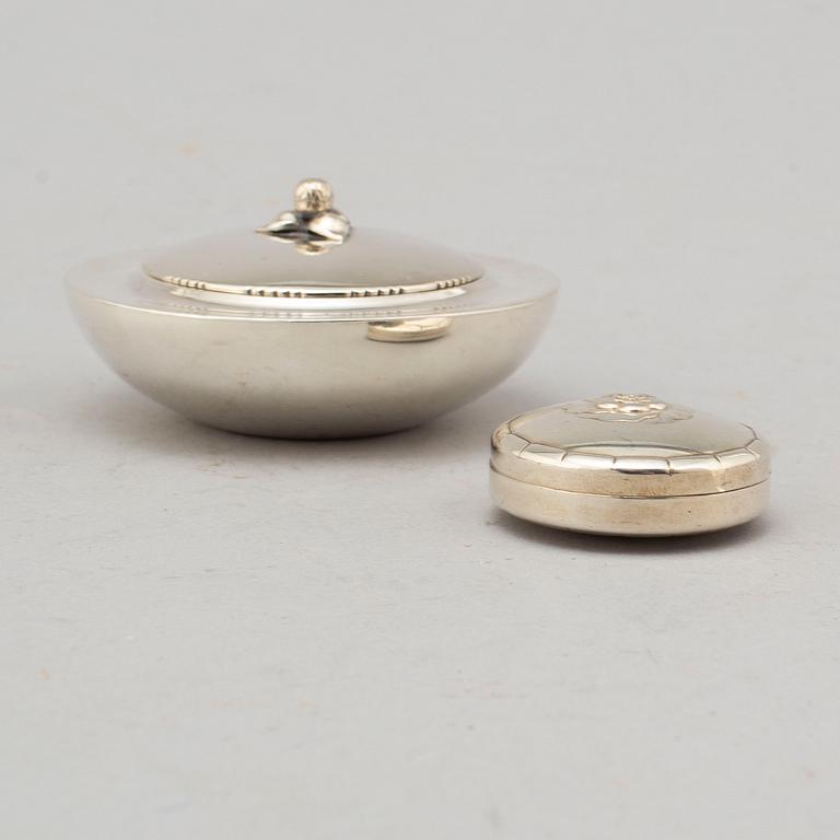 GEORG JENSEN, to sterling silver boxes, Denmark.