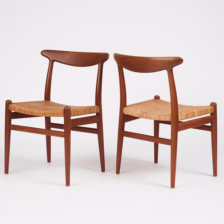 Hans J. Wegner, a set of eight teak chairs, model "W2", C.M. Madsen, Denmark 1950s.