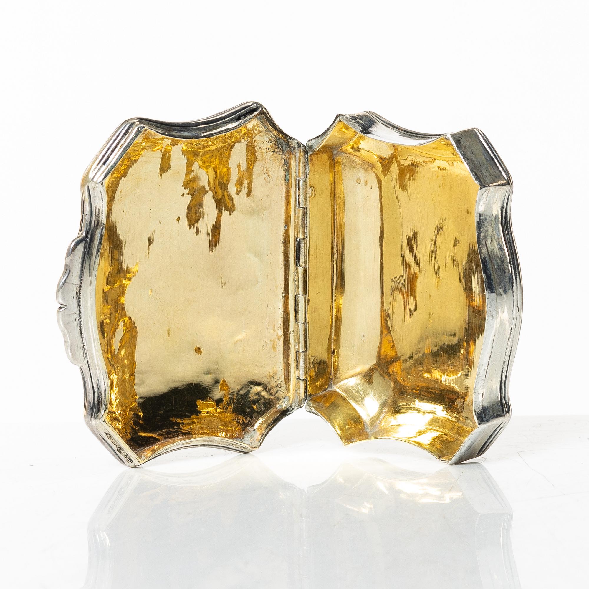 Dosa, silver, delvis förgylld, ostämplad, rokoko, 1700-tal.