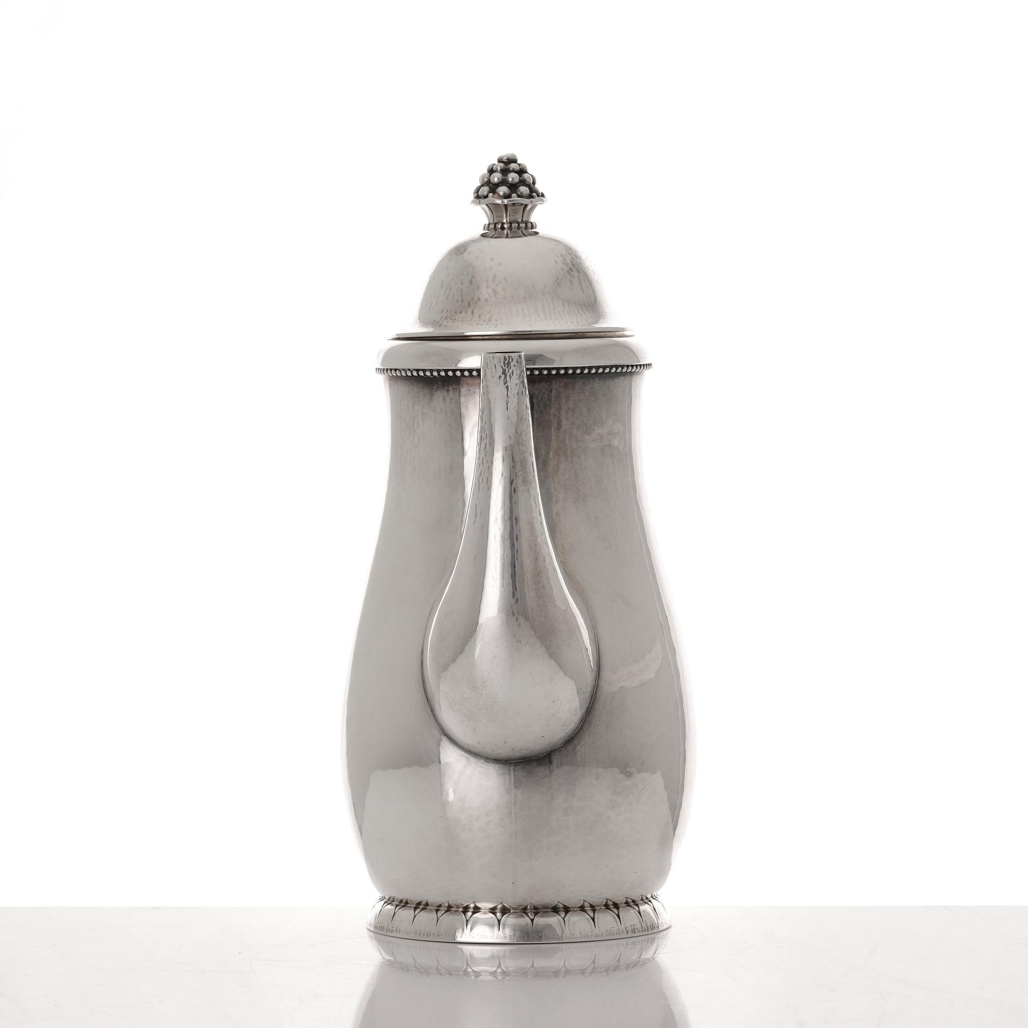 Georg Jensen, a three pieces sterling silver coffee service, Copenhagen, 1925-44, design nr 32A + C.
