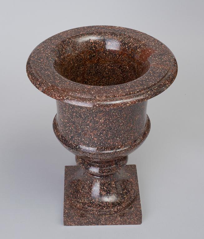 A Swedish first half 19th Century porphyry urn.